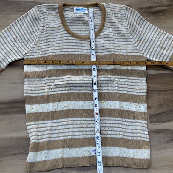Miss Scotch English Sweater Womens Medium Brown Striped Long Sleeve Vintage USA - Picture 6 of 7